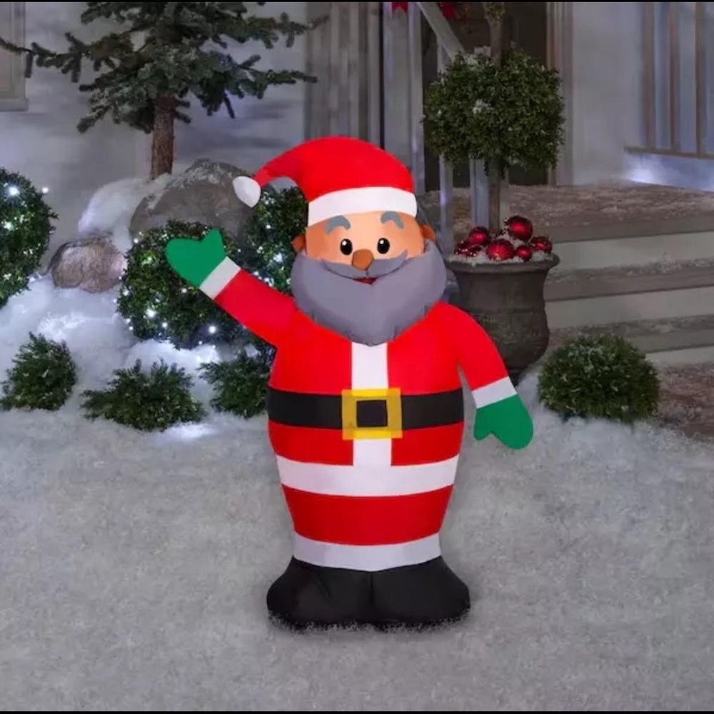 Home Accents Holiday 3.5 ft. LED Waving Santa Christmas Airblown Inflatable
